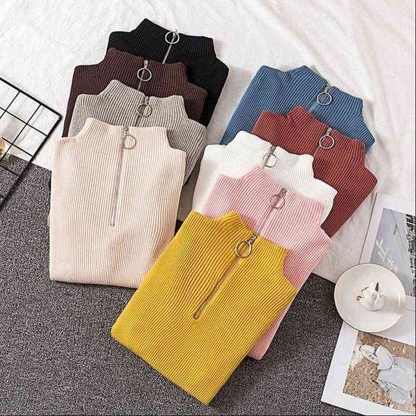 Pullover Women Sweaters Fashion Zipper Turtleneck Knitted Sweater Casual Ribbed Knit Winter Tops Woman Pullovers Knitwear, White;black
Pullover Women Sweaters Fashion Zipper Turtleneck Knitted Sweater Casual Ribbed Knit Winter Tops Woman Pullovers Knitwear, White;black