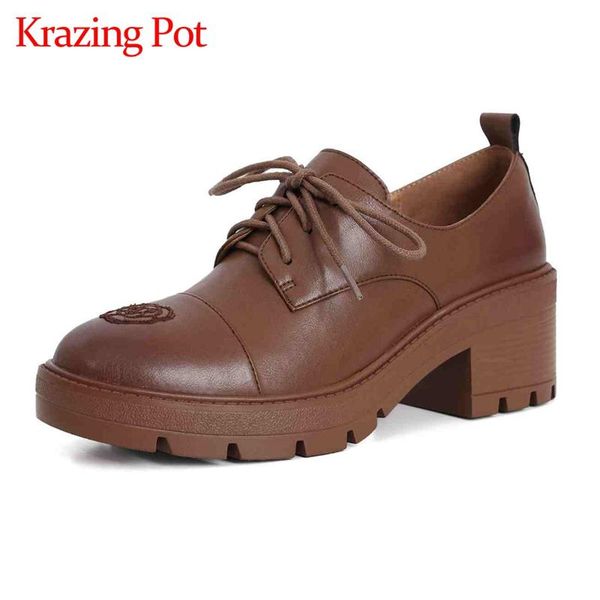 dress shoes krazing pot preppy style full grain leather cross-tied flowers round toe thick high heel lace up daily wear star women pumps l17, Black
dress shoes krazing pot preppy style full grain leather cross-tied flowers round toe thick high heel lace up daily wear star women pumps l17, Black