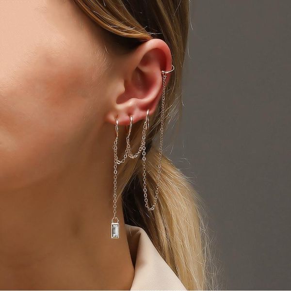 clip-on & screw back punk tassel long chain ear cuff earrings for women gold color crystal pendant clip fake cartilage pendientes jewelry, Silver
clip-on & screw back punk tassel long chain ear cuff earrings for women gold color crystal pendant clip fake cartilage pendientes jewelry, Silver
