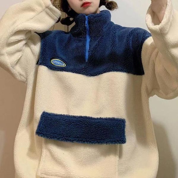 women's hoodies & sweatshirts autumn winter women zipper turtleneck warm pullovers harajuku casual lamb plush oversize sweats, Black
women's hoodies & sweatshirts autumn winter women zipper turtleneck warm pullovers harajuku casual lamb plush oversize sweats, Black