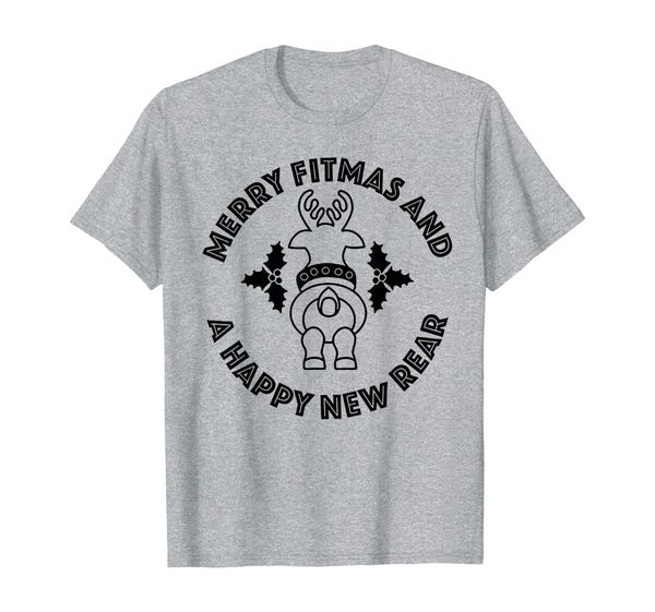 merry fitmas and a happy new rear funny deer butt t-shirt, White;black