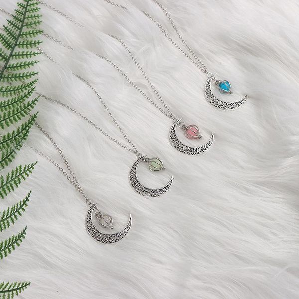 pendant necklaces 1pc moon glowing necklace gem charm jewelry women hollow luminous stone gifts, Silver
pendant necklaces 1pc moon glowing necklace gem charm jewelry women hollow luminous stone gifts, Silver