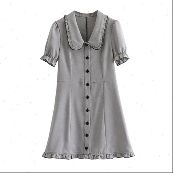 black white houndstooth ruffle turn dwon collar single breasted short sleeve mini dress spring elegant d1013 drop shipping, Black;gray
black white houndstooth ruffle turn dwon collar single breasted short sleeve mini dress spring elegant d1013 drop shipping, Black;gray