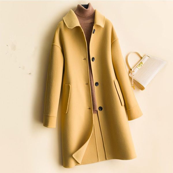women's wool & blends elegant women coat long overcoat autumn winter fashion loose sleeve double sided jacket female, Black
women's wool & blends elegant women coat long overcoat autumn winter fashion loose sleeve double sided jacket female, Black