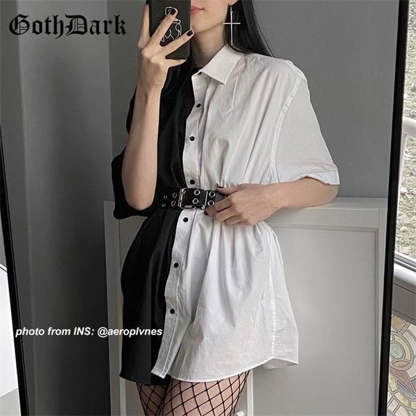 goth dark loose high waist mini dress patchwork summer fashion gothic women dress turn-down collar casual party dresses 2021 90s, Black;gray
goth dark loose high waist mini dress patchwork summer fashion gothic women dress turn-down collar casual party dresses 2021 90s, Black;gray