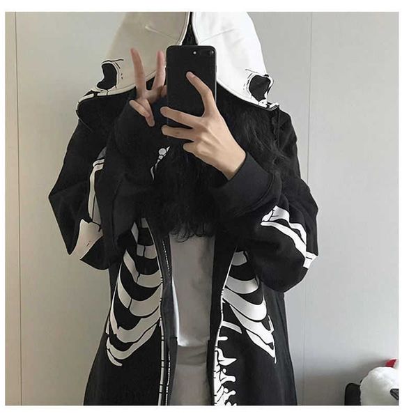 long sleeve wide lovers hoodie, skeleton pattern, zipper, casual men's and women's, fashion in autumn 2021, Black
long sleeve wide lovers hoodie, skeleton pattern, zipper, casual men's and women's, fashion in autumn 2021, Black