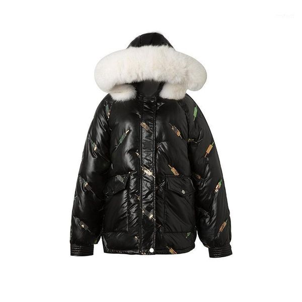 women's down & parkas bright face big fur collar cotton coat 2021 winter style loose temperament thickened bread women, Black
women's down & parkas bright face big fur collar cotton coat 2021 winter style loose temperament thickened bread women, Black