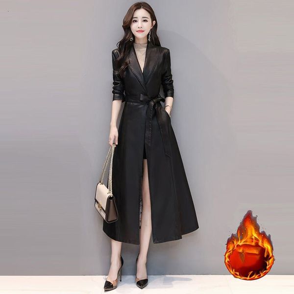women 2021 winter long autumn x-leather false jacket mode women's fur coat soft leather with t127 belt ep8b, Black
women 2021 winter long autumn x-leather false jacket mode women's fur coat soft leather with t127 belt ep8b, Black