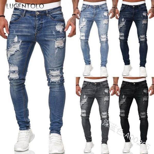 men's jeans luegntolo men skinny elasticity casual trousers fashion ripped mid waist pocket street thin spring long pencil, Blue
men's jeans luegntolo men skinny elasticity casual trousers fashion ripped mid waist pocket street thin spring long pencil, Blue