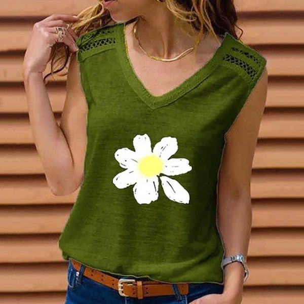 women's t-shirt t-shirts woman summer small daisy print sleeveless v-neck hollow out shirts female casual loose solid color big size s, White
women's t-shirt t-shirts woman summer small daisy print sleeveless v-neck hollow out shirts female casual loose solid color big size s, White