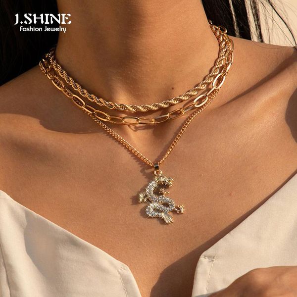 chains j.shine 3pcs/set multi layered cuban chain choker necklace twist metal gold color rhinestone dragon pendant jewelry, Silver
chains j.shine 3pcs/set multi layered cuban chain choker necklace twist metal gold color rhinestone dragon pendant jewelry, Silver