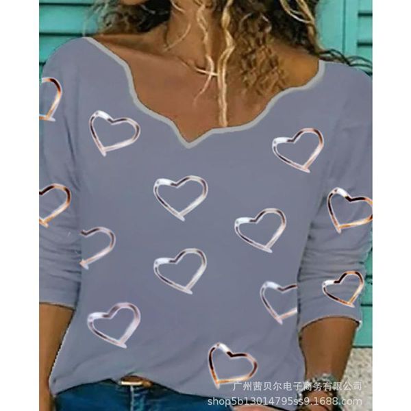 women's t-shirt wepbel women shirt elegant heart print long sleeve v neck bottoming ladies loose fashion 2021 top, White
women's t-shirt wepbel women shirt elegant heart print long sleeve v neck bottoming ladies loose fashion 2021 top, White