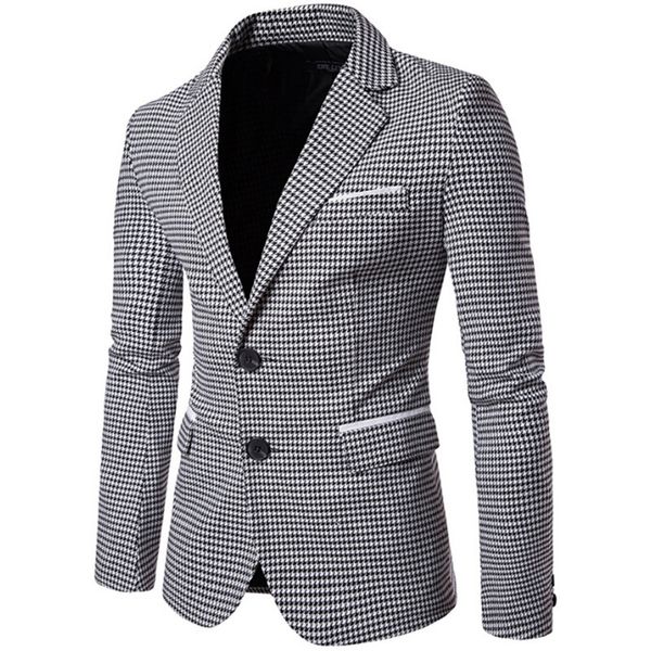 autumn plaid casual suits personality fashion men two button suit slim coat clothes size xxl 989n, White;black
autumn plaid casual suits personality fashion men two button suit slim coat clothes size xxl 989n, White;black