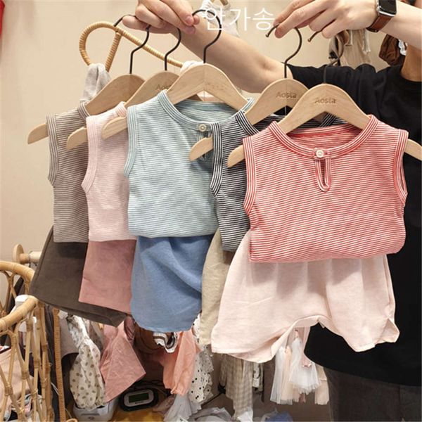 striped vest shorts children's ankoson set summer thin baby sleeveless capris korean home wear, White
striped vest shorts children's ankoson set summer thin baby sleeveless capris korean home wear, White