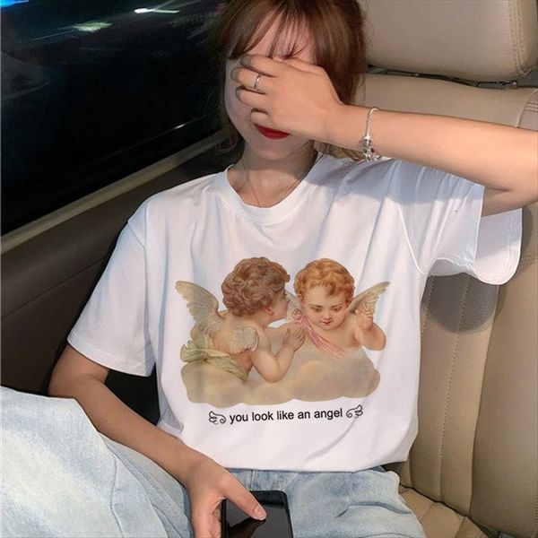 angel funny summer 90s womens korean style kawaii graphic fashion tees female, White
angel funny summer 90s womens korean style kawaii graphic fashion tees female, White