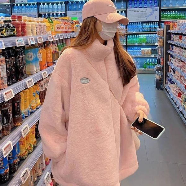 women's leather & faux lamb wool stand collar cardigan sweater women autumn and winter jacket korean ins lazy wind plus velvet thick fu, Black
women's leather & faux lamb wool stand collar cardigan sweater women autumn and winter jacket korean ins lazy wind plus velvet thick fu, Black