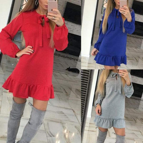 casual dresses ladies formal dress front knot keyhole ruffle hem women long sleeve sukienka frill slim fit mini party night, Black;gray
casual dresses ladies formal dress front knot keyhole ruffle hem women long sleeve sukienka frill slim fit mini party night, Black;gray