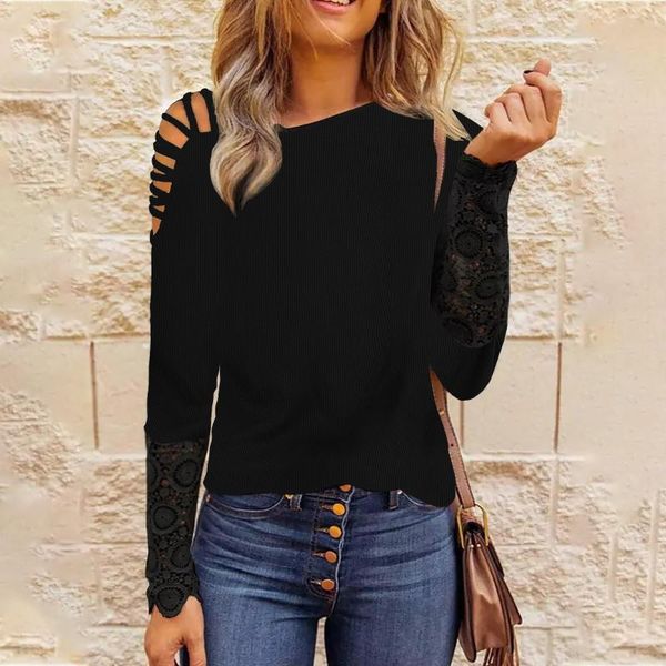 women's blouses & shirts hollow shoulder lace blouse women patchwork long sleeve womens and autumn female, White
women's blouses & shirts hollow shoulder lace blouse women patchwork long sleeve womens and autumn female, White