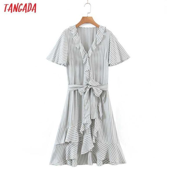 tangada summer fashion women striped print ruffles dress short sleeve office ladies midi dress with slash 8h41 210609, Black;gray
tangada summer fashion women striped print ruffles dress short sleeve office ladies midi dress with slash 8h41 210609, Black;gray