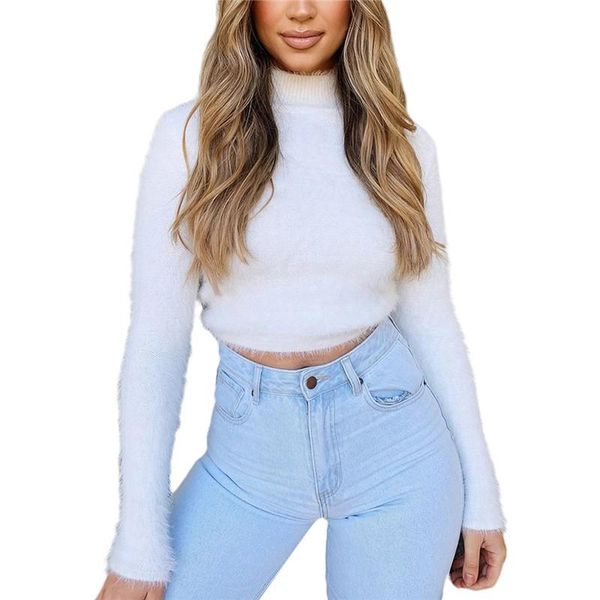 women's t-shirt spring autumn women fashion candy color knitted 2021 high neck plush fleece crop jumper outwears (s / l xl, White
women's t-shirt spring autumn women fashion candy color knitted 2021 high neck plush fleece crop jumper outwears (s / l xl, White