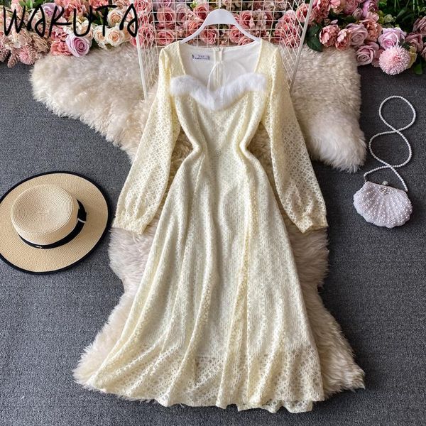 casual dresses wakuta vintage lace thick midi dress women fall winter elegant slim up square collar ruffles a-line mid-length, Black;gray
casual dresses wakuta vintage lace thick midi dress women fall winter elegant slim up square collar ruffles a-line mid-length, Black;gray