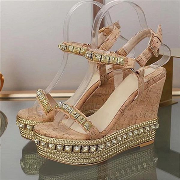 sandals fashion gold women rivets studded 12cm high heel wedge shoes woman summer gladiator sandal thick sole platform wedges, Black
sandals fashion gold women rivets studded 12cm high heel wedge shoes woman summer gladiator sandal thick sole platform wedges, Black