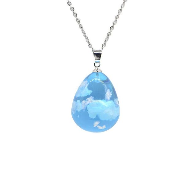 pendant necklaces creative water drop shaped blue sky and white cloud luminous necklace spherical resin colorful ornaments, Silver
pendant necklaces creative water drop shaped blue sky and white cloud luminous necklace spherical resin colorful ornaments, Silver