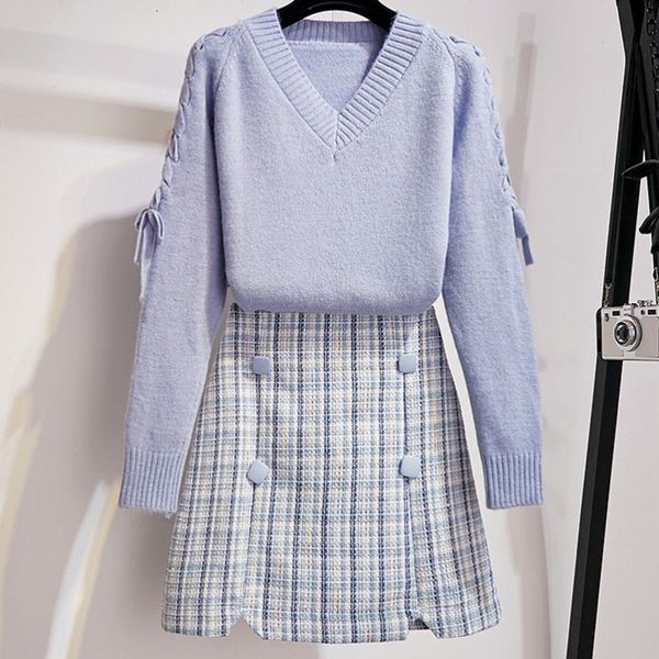 2021 new korean style plaid skirt girl student casual sweet 2 piece outfit women suit femme winter sweater set oxap, White
2021 new korean style plaid skirt girl student casual sweet 2 piece outfit women suit femme winter sweater set oxap, White