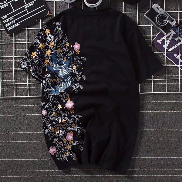 2021 new cotton chinese t shirt high street hip hop men summer blouse casual harajuku couple fish embroidery tshirt male zubr, Black
2021 new cotton chinese t shirt high street hip hop men summer blouse casual harajuku couple fish embroidery tshirt male zubr, Black