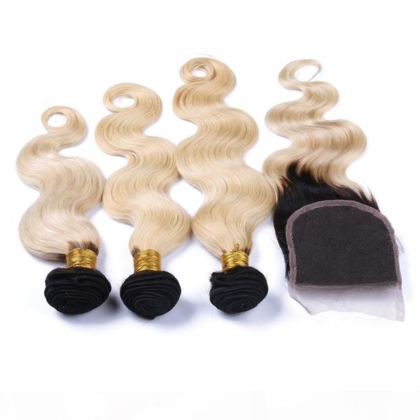 9a virgin peruvian ombre hair with closure 3bundles #1b 613 two tone hair weaves with closure body wave wavy blonde hair with closure, Black 
9a virgin peruvian ombre hair with closure 3bundles #1b 613 two tone hair weaves with closure body wave wavy blonde hair with closure, Black