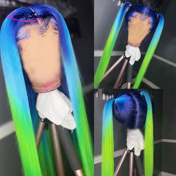 lace wigs 150% ombre blue green rainbow wig straight front human hair for women pre plucked brazilian remy transparent, Black;brown
lace wigs 150% ombre blue green rainbow wig straight front human hair for women pre plucked brazilian remy transparent, Black;brown