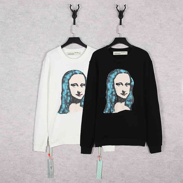 off chao brand style high street round neck pullover sweater mona lisa oil painting bottom coat, Black
off chao brand style high street round neck pullover sweater mona lisa oil painting bottom coat, Black