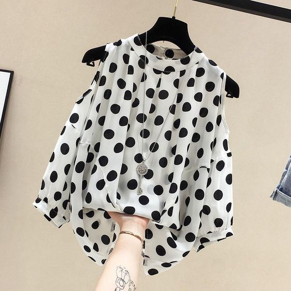 off shoulder korea style polka dot blouse women clothes 4xl plus size ladies casual chiffon summer short sleeve, White
off shoulder korea style polka dot blouse women clothes 4xl plus size ladies casual chiffon summer short sleeve, White