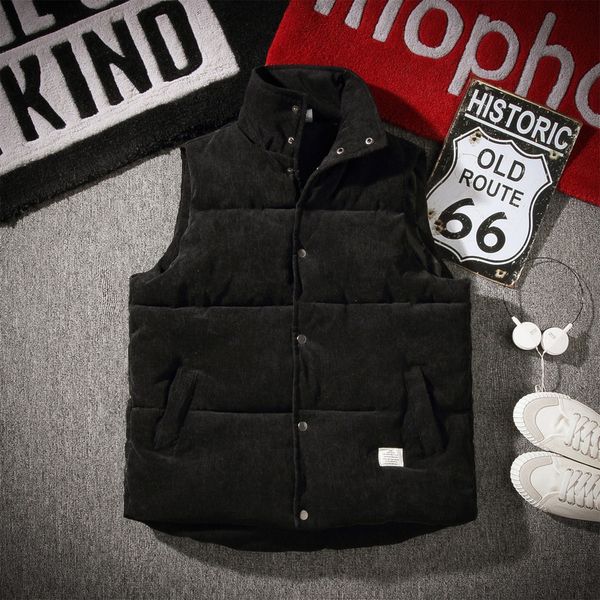 2021 new men's autumn and winter korean corduroy down cotton thickened vest mj1072, Black;white
2021 new men's autumn and winter korean corduroy down cotton thickened vest mj1072, Black;white