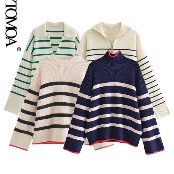 kpytomoa women fashion oversized striped knit sweater vintage long sleeve loose female pullovers chic 211215, White;black
kpytomoa women fashion oversized striped knit sweater vintage long sleeve loose female pullovers chic 211215, White;black