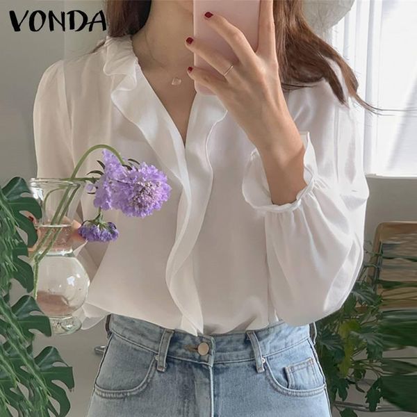 women's blouses & shirts vonda 3 colors women pleated solid color blouse casual party ruffled summer v neck lace long sleeve blusa, White
women's blouses & shirts vonda 3 colors women pleated solid color blouse casual party ruffled summer v neck lace long sleeve blusa, White