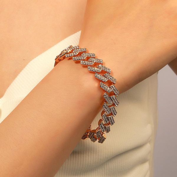 link, chain hip hop exaggerated iced out cuban link bracelet gold silver color bling rhinestone women men jewelry accessories, Black
link, chain hip hop exaggerated iced out cuban link bracelet gold silver color bling rhinestone women men jewelry accessories, Black