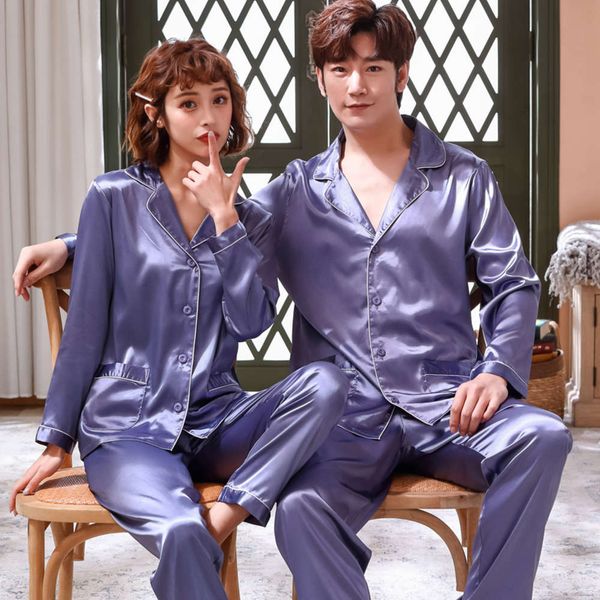 ice couple pajamas women's spring and autumn long sleeve two piece thin summer large men's simulated silk home clothes, Black;brown
ice couple pajamas women's spring and autumn long sleeve two piece thin summer large men's simulated silk home clothes, Black;brown
