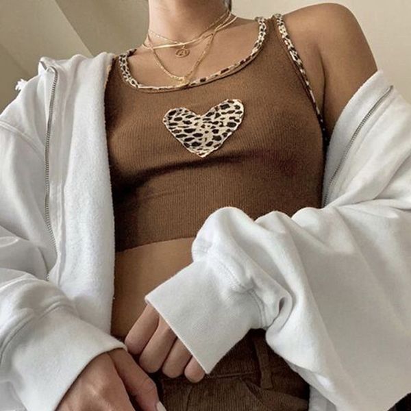 goth aesthetic leopard heart print crop for women streetwear female brown fitness tank fashion 90s outfits, White
goth aesthetic leopard heart print crop for women streetwear female brown fitness tank fashion 90s outfits, White