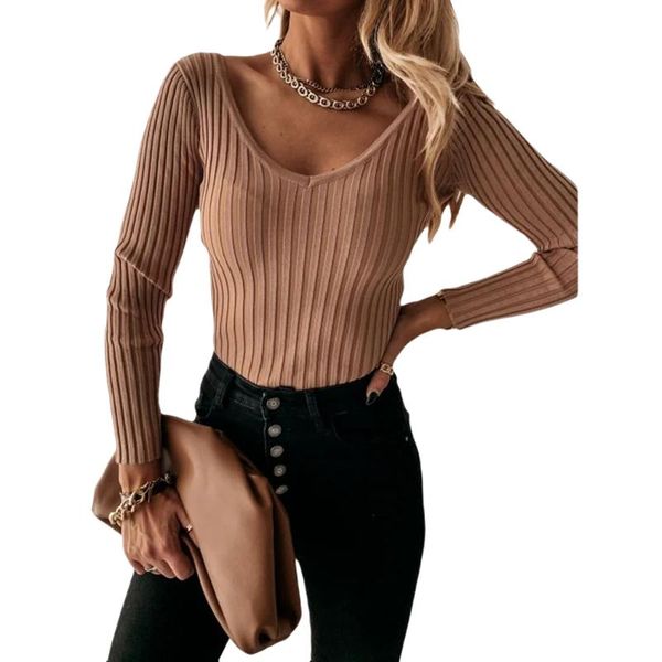 women's t-shirt 2021 winter women elegant slim fit knitted ladies long sleeve v neck solid holiday fashion casual basic t-shirts, White
women's t-shirt 2021 winter women elegant slim fit knitted ladies long sleeve v neck solid holiday fashion casual basic t-shirts, White