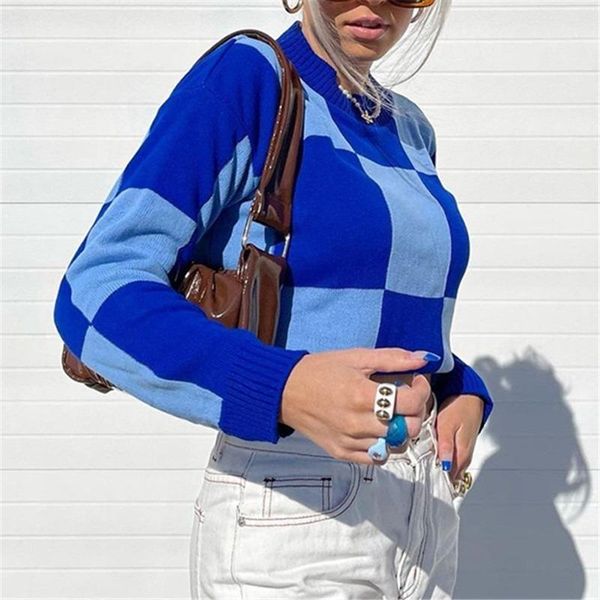women's sweaters fall fashion girl loose plaid contrast color long sleeve woman knitted pullovers female y2k vintage sweater offoce lad, White;black
women's sweaters fall fashion girl loose plaid contrast color long sleeve woman knitted pullovers female y2k vintage sweater offoce lad, White;black