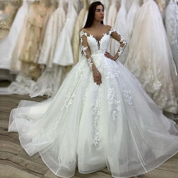 2021 new luxury ball gown sequins arabic wedding es illusion neck long sleeves cathedral train beaded bridal gowns ul1r, White
2021 new luxury ball gown sequins arabic wedding es illusion neck long sleeves cathedral train beaded bridal gowns ul1r, White