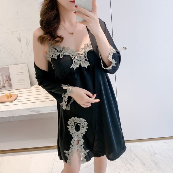 women's sleepwear v-neck wedding robe set women lace patchwork kimono bathrobe gown loose casual nightgown satin home ing fv8, Black;red
women's sleepwear v-neck wedding robe set women lace patchwork kimono bathrobe gown loose casual nightgown satin home ing fv8, Black;red