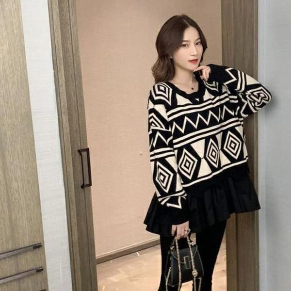 winter sweater women's striped diamond sweaters knitted sweater knitted sweater plus size 6jy6, White;black
winter sweater women's striped diamond sweaters knitted sweater knitted sweater plus size 6jy6, White;black