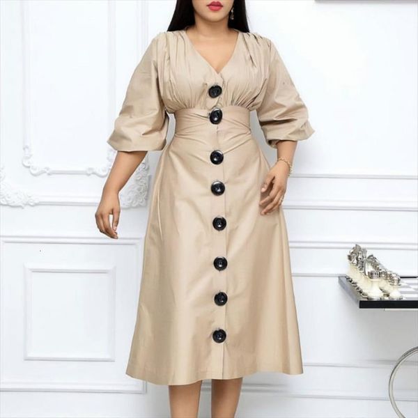 v neck button up womens dresses a line three quater sleeve high waist pleat elegant office ladies classy robes modest, Black;gray
v neck button up womens dresses a line three quater sleeve high waist pleat elegant office ladies classy robes modest, Black;gray