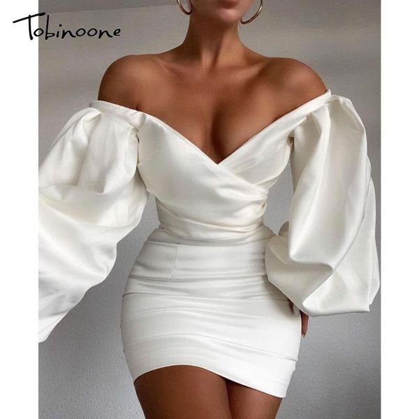 casual dresses tobinoone v neck satin mini dress women white long latern sleeves elegant short autumn party night club bodycon 2021, Black;gray
casual dresses tobinoone v neck satin mini dress women white long latern sleeves elegant short autumn party night club bodycon 2021, Black;gray