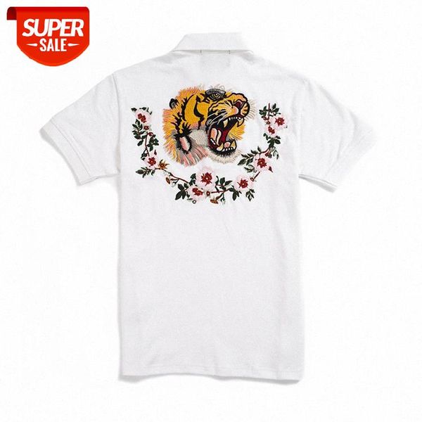 t shirt summer tide brand tiger head embroidery men's polo fashion all-match black and white short-sleeved t-shirt #za98, White;black
t shirt summer tide brand tiger head embroidery men's polo fashion all-match black and white short-sleeved t-shirt #za98, White;black