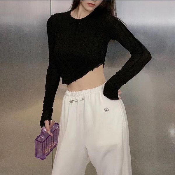 women's t-shirt hoge kwaliteit vrouwen vier seizoenen draad onregelmatige kwastje korte lange mouw basis elastische strakke lichaam, White
women's t-shirt hoge kwaliteit vrouwen vier seizoenen draad onregelmatige kwastje korte lange mouw basis elastische strakke lichaam, White