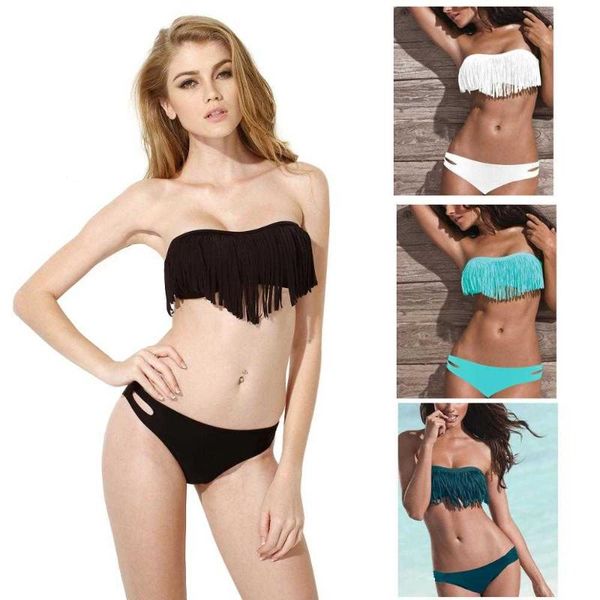 women's swimwear fashion brand box beha women bikini set pad badpak suits sport fringe badmode beachwear, White;black
women's swimwear fashion brand box beha women bikini set pad badpak suits sport fringe badmode beachwear, White;black