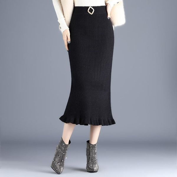 autumn winter new elastic high waist slim black two-sided knitted fishtail skirt all-match women long skirt ing
autumn winter new elastic high waist slim black two-sided knitted fishtail skirt all-match women long skirt ing